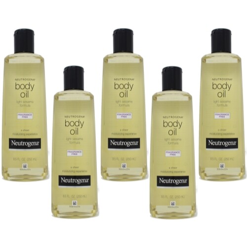 5 Pack Neutrogena Body Oil Fragrance Free Light Sesame Formula 8.5