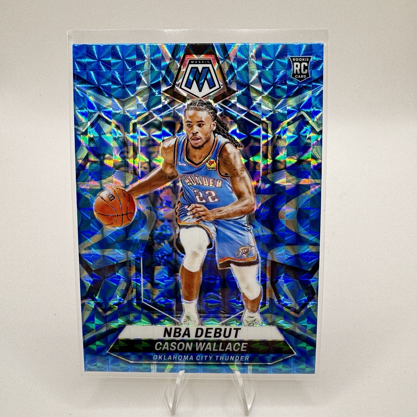 CASON WALLACE 2023-24 MOSAIC ROOKIE NBA DEBUT REACTIVE BLUE PRIZM RC 258