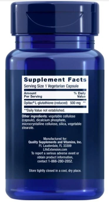 Life Extension Glutatión Reducido Forma Activa 500 mg 60 Cápsulas Vegetarianas Foto 2 de 2