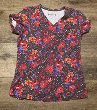 Beyond Scrubs Womans Floral Scrub Top XS