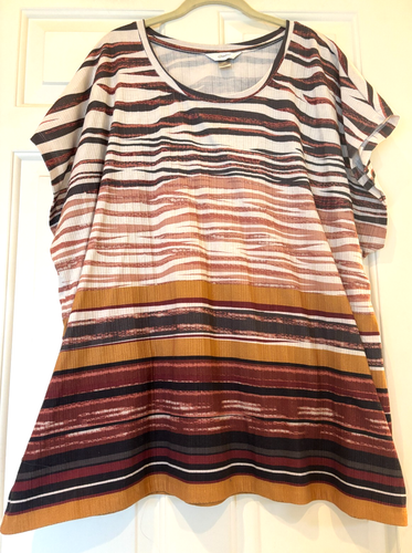 CJ Banks Shirt Animal Print Hombre Stripe Size Womens 3X NEW