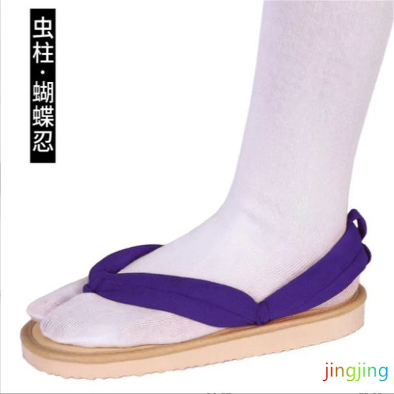 Zuecos de madera Demon Slayer zapatos interiores hogar tacones planos madera blanca zapatos con disfraces Foto 3 de 4