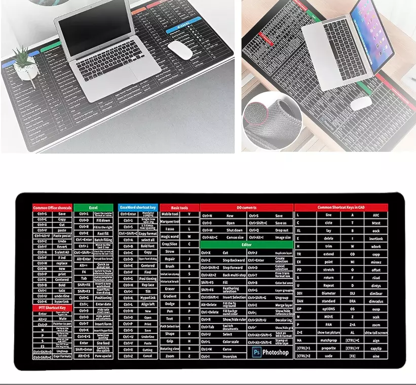 Shortcut Super Large Anti Slip Keyboard Pad Non Slip Lock Computer Mousepad NEW