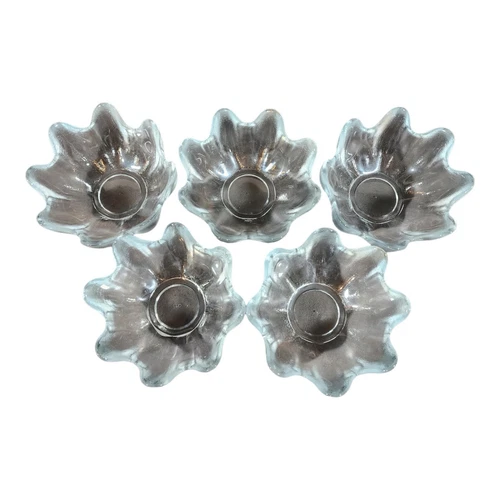 Blenko Handmade 5 Vintage Lotus Flower Bowl Clear Texture 5" Mcm Art Glass Candy