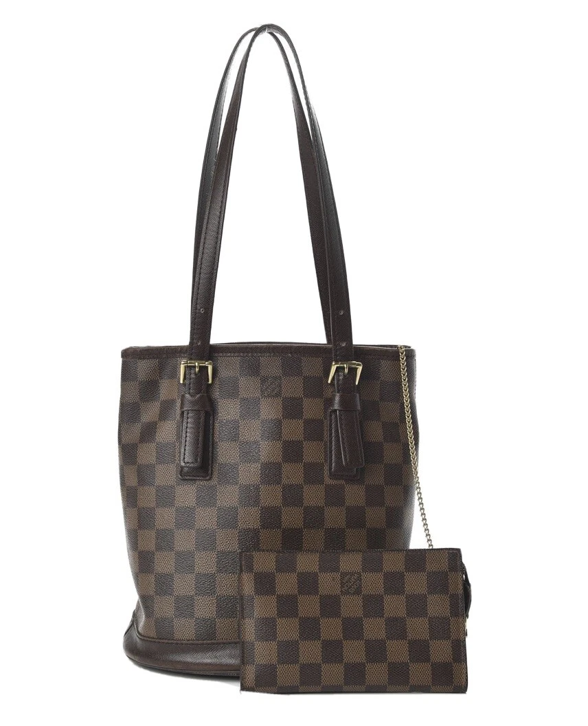 LOUIS VUITTON Damier Ebene Marais Bucket Shoulder Bag Pouch LV Vintage