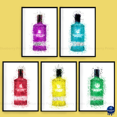 Whitley Neill Gin Flasche Drucke Splatter Kunst Poster Hausbar Dekor A5 A4 A3