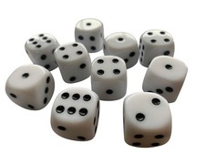 10 x LARGE Six Sided WHITE Dice 19mm Craps - FREE SHIPPING