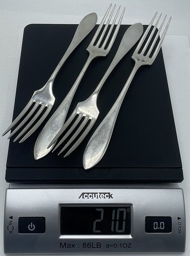 Antique Towle Lafayette Sold By Daniel Low Sterling Silver Lunch Forks Set of 4 - Picture 13 of 15
