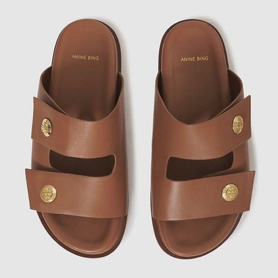 Anine Bing Ella Slides in Cognac size EU 37 US 7