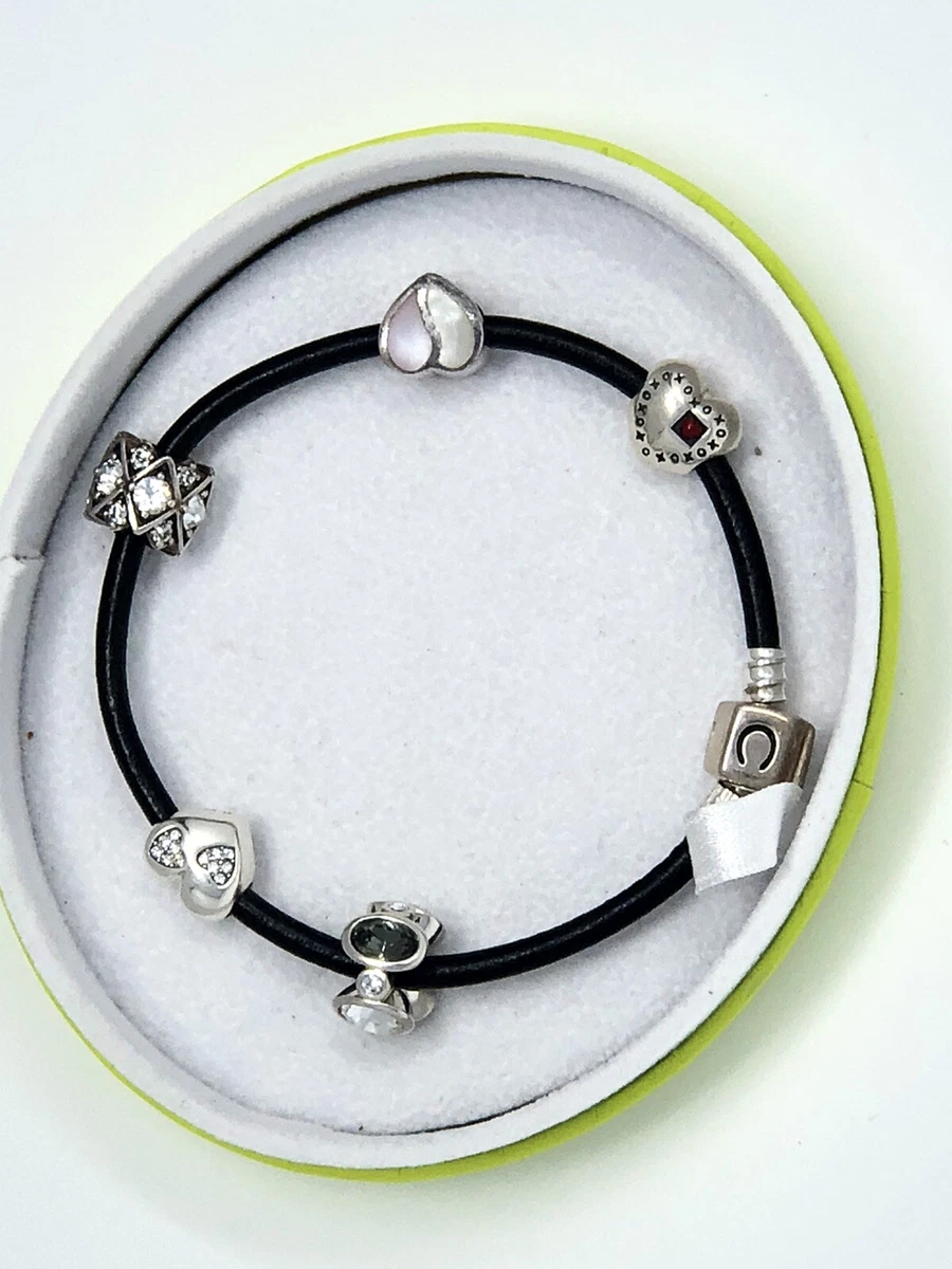 Chamilia leather bracelet with 5 charms in Silver