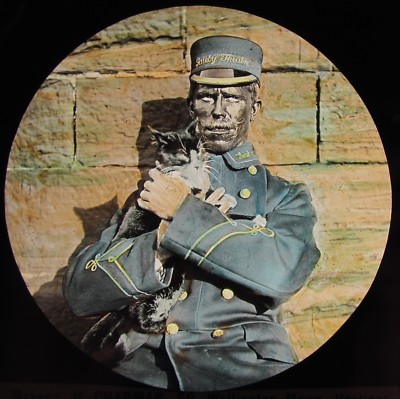 Glas Magic Lantern Slide VIKTORIANISCHER SCHAUSPIELER NO5 THEATER USHER UM 1890 FOTO HASTINGS