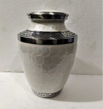 Silver Pearl Design Urn for Human Ashes Adult Cremation Urns with Velvet Bag 10"