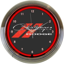 Neonetics 8CLGCK Dodge Challenger Car Garage Red Light 15 Inches Neon Clock
