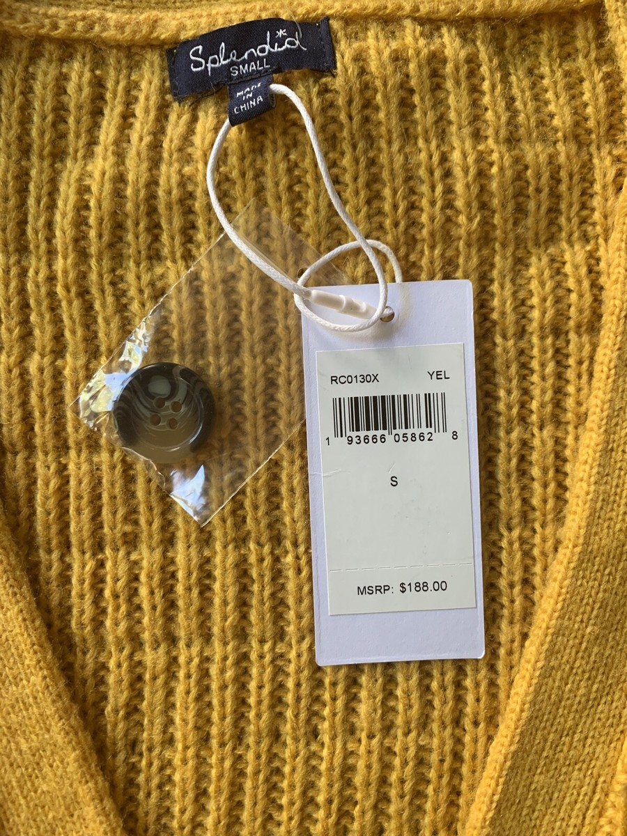 Splendid golden yellow Oversized Cable Knit Cardigan Sweater Size