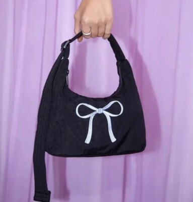 BAGGU UO Exclusive Embroidered Bow Mini Nylon Shoulder Bag