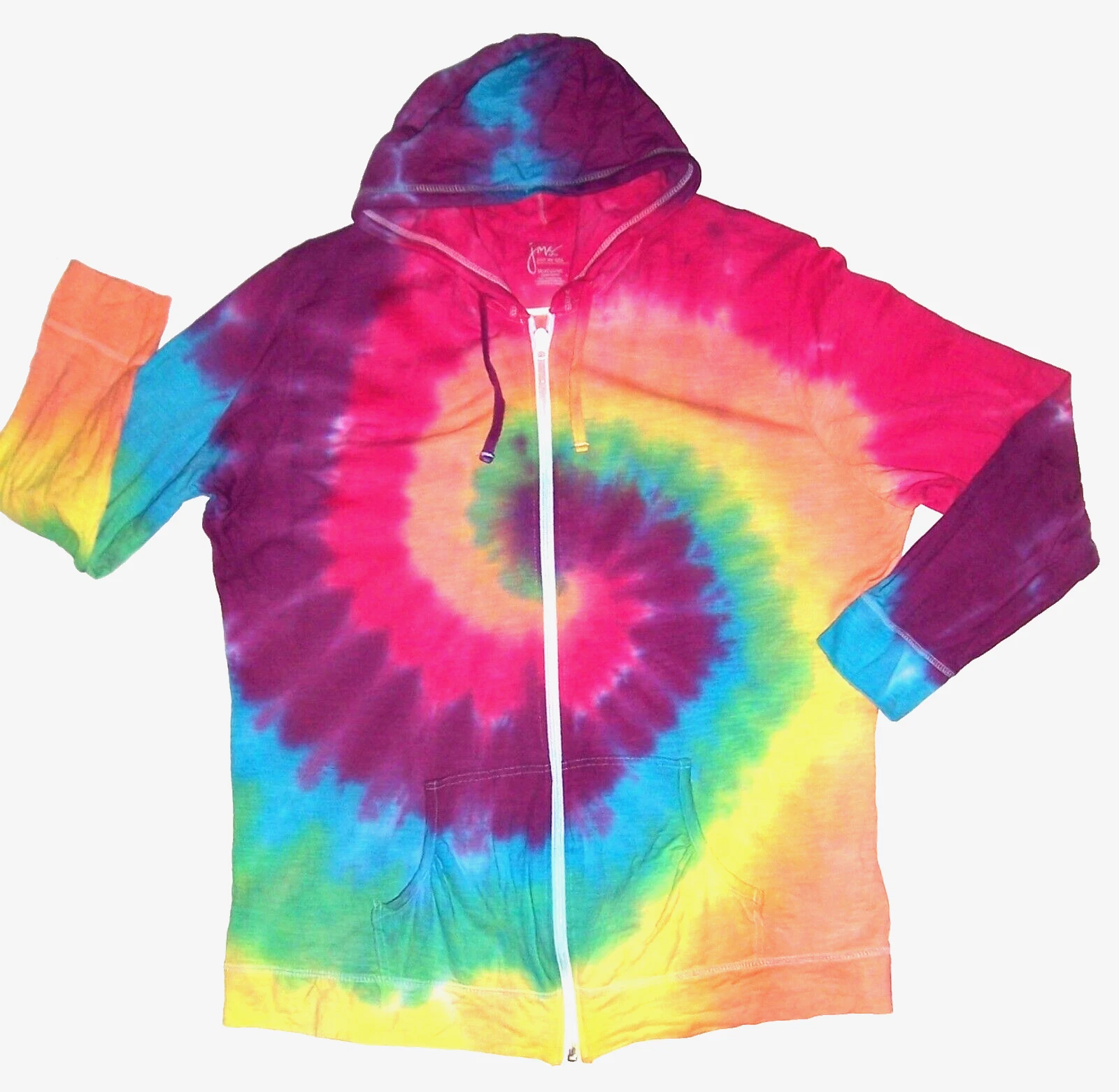 3X HOODIE SHIRT JACKET TIE DYE WOMENS HIPPY AQUA PEACH HOT PINK SUMMER SLUB JMS