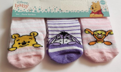 DISNEY WINNIE THE POOH Baby-Söckchen 3 Paar NEU mit Etikett $