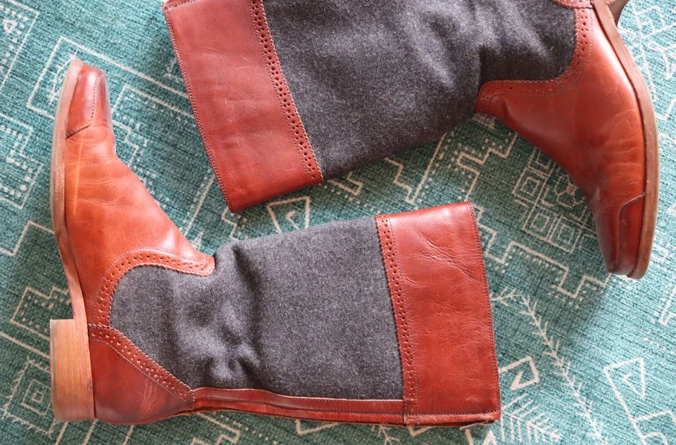 Wolverine 1000 Mile 1888 Samantha Pleet Cuero Lana Botas de Montar Talla 7M Brogue Foto 2 de 4