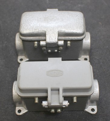 HARTING 3 Stück HAN 16B 2xPG21 niedrige Bauform für 2 Bügel 