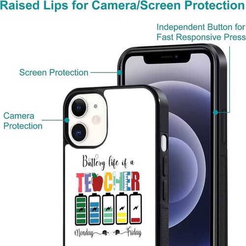 Anti fingerprint For iPhone SE XS XR Max 5 6 7 8 Plus Retro Graphic Teacher Life - Picture 18 of 25