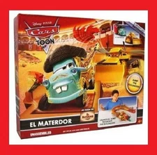 DISNEY PIXAR CARS TOON EL MATERDOR LAUNCHER PLAY SET WITH CHUY NEW SUPER RARE