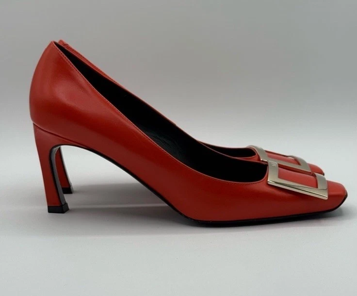 Roger Vivier Paris Orange  Trompette Pumps in leather Size 7 Us / 37 Eu - Image 3 of 4