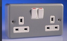 10 X MK K2946ALM Metal Clad 2 Gang 13A Switched Socket DP with Back Box 