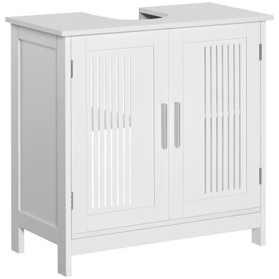 Modern sink cabinet under the sink, 2 doors, adjustable rack, white, MDF + metal