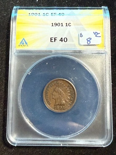 1901 INDIAN HEAD CENT ANACS EF 40 957