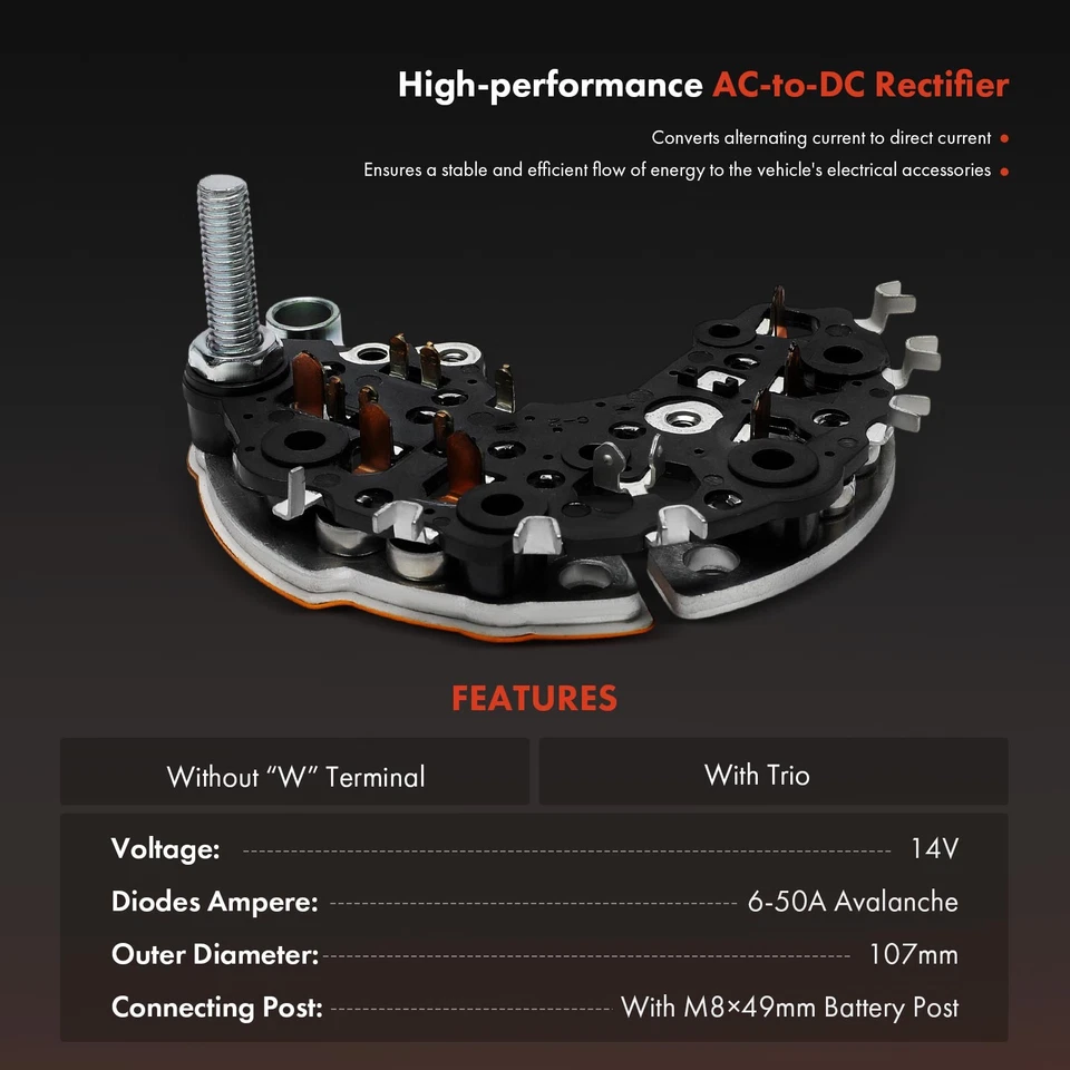 Diodo rectificador alternador con trío para Volkswagen Golf 1991-2005 Passat 1991-1997 Foto 2 de 4