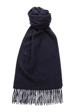 100 Lambswool Scarf Plain Navy Blue - Made In Scotland