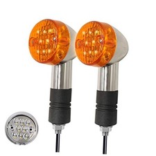 2pcs LED Motorcycle Turn Signals Chrome Bullet Front Rear Lights Blinker