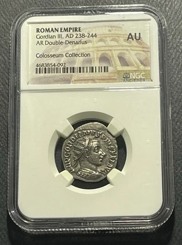 Roman AD238-244 AR Double Denarius Coin:  Gordian III-NGC AU