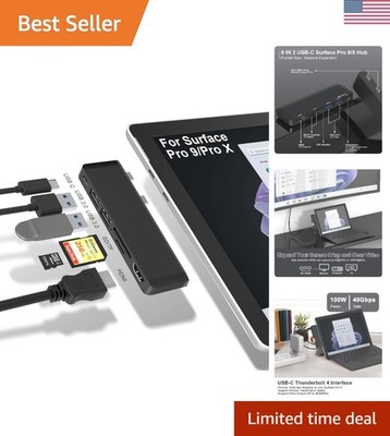 Surface Pro 9/10/11/X Accessories, Surface Pro 9 USB Hub Docking Station with...