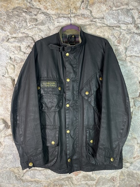Barbour International A7 Wax Jacket 1992 Navy Blue Vintage C40 UK
