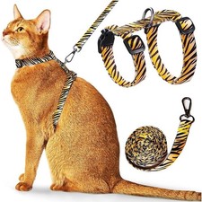 Tiger Cat Harness  Leash Escape Proof Adjustable Vest Breathable Striped