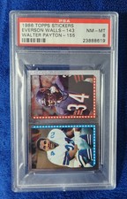 1986 Topps Everson Walls/Walter Payton Sticker Card #143/155  PSA 8