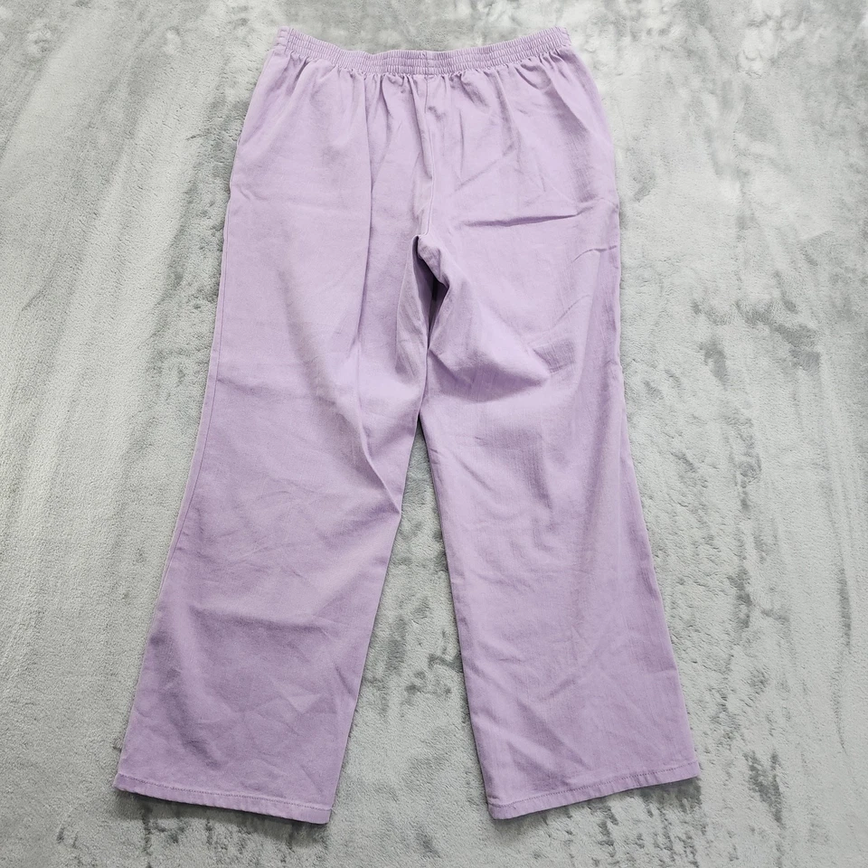 Alfred Dunner Pants Womens 14 Purple Pull On Elastic Waist Straight Leg Ramie  - Image 2 of 4