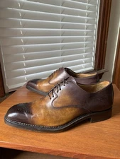 DI BIANCO 8 HANDSTITCHED NORVEGESE BROWN PATINA OXFORD SHOES 8