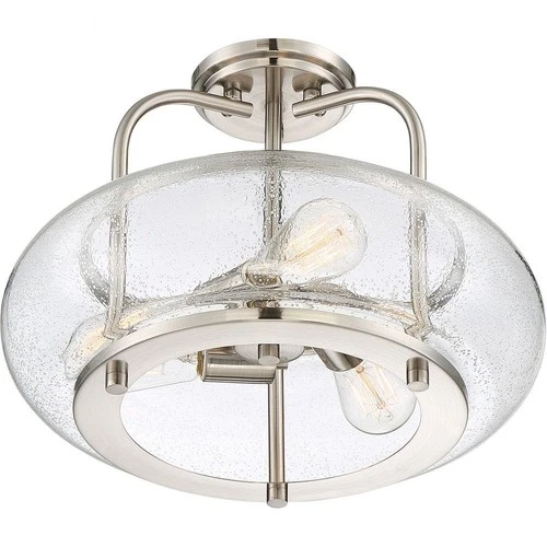 Trilogy - 3 Light Large Semi-Flush Mount - 12 Inches high-Brushed Nickel Finish - Picture 7 of 9