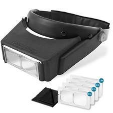 MAGDEPO Headband Magnifier Lightweight Head-Mounted Jewelry Loupe with 4 Magn...