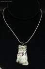 925 Silver Snake Chain ring Clasp Necklace Vintage Enameled Cat Pendant