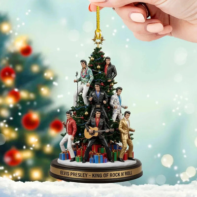 Effect Elvis Presley Custom Shape 2 Sided Acrylic Ornament 3.5x3.5 in Two Sides