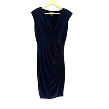 Lauren Ralph Lauren Ruched Cocktail Dress Womens Size 4 Formal Event Black