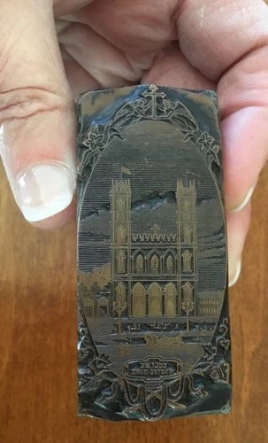 ANTIQUE EGLISE NOTRE-DAME CHURCH IN MONTREAL METAL PRINTING STAMP BLOCK