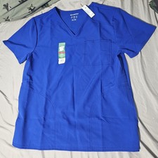 Scrubstar Women  s Blue Stretch Moisture Control Scrub Top Shirt Size Med NWT