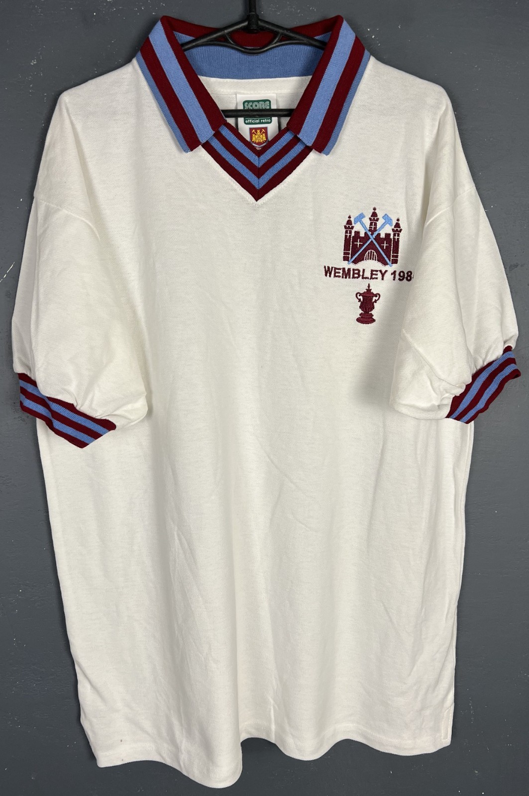 RETRO REPLICA MENS WEST HAM UNITED 1979/1980 SOCCER FOOTBALL SHIRT JERSEY SIZE L