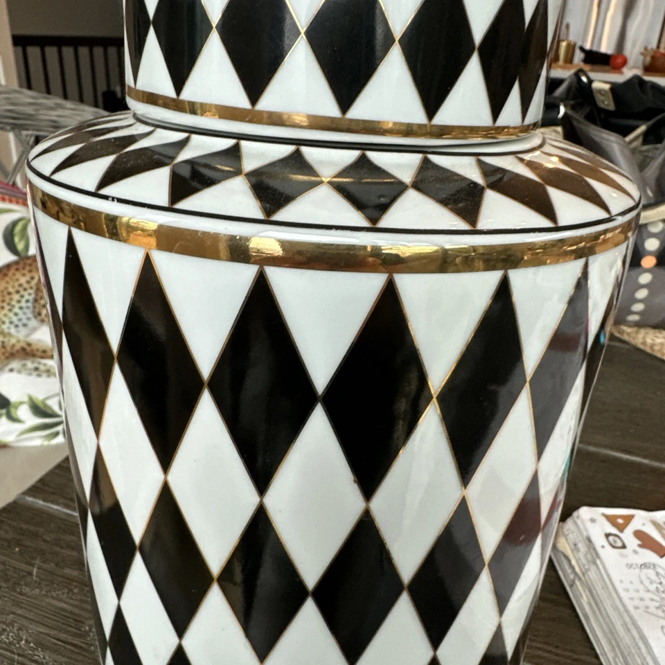 Sagebrook Fun Diamond Pattered красивый домашний декор дисплей керамика с крышкой 12x8 - Изображение 3 из 4