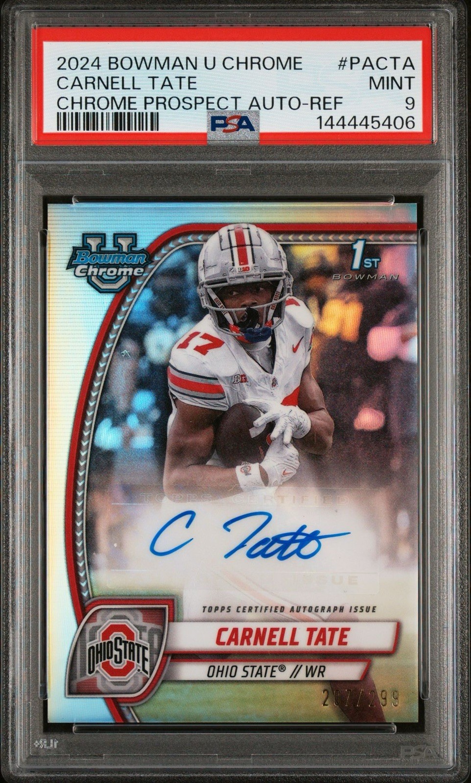 2024 Bowman U Chrome Chrome Prospect Auto Carnell Tate # PA-CTA Refractor PSA 9