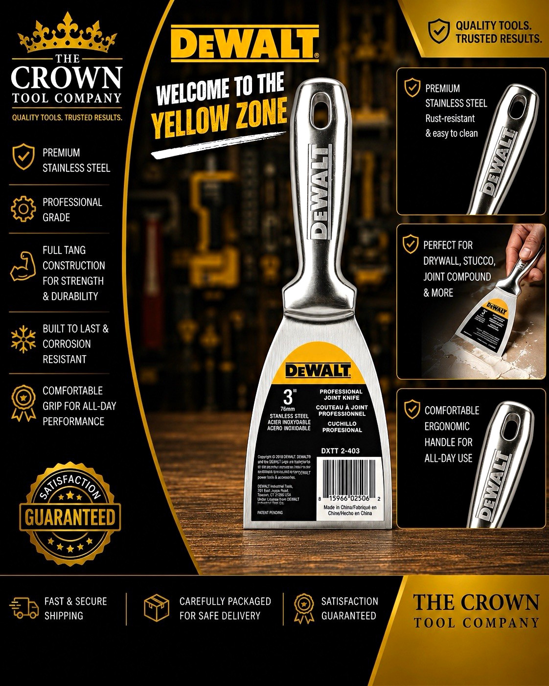 DEWALT 3 in Stainless Steel Putty Knife Silver DXTT 2-403 1pc